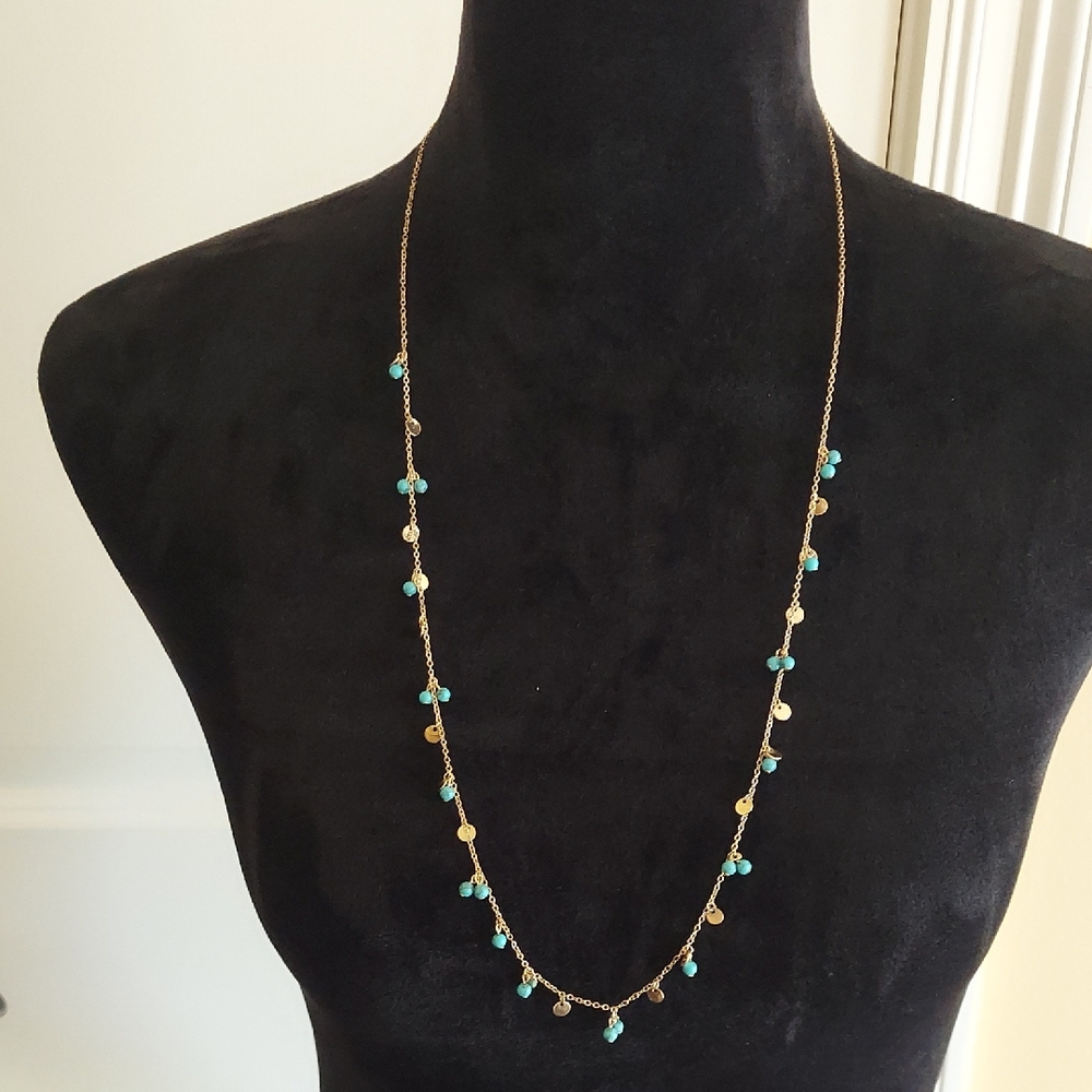 LOFT Gold and Blue Necklace with Delicate Design
